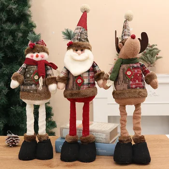 Творчески телескопични кукли Kawaii Christmas Decoration, Снежен човек, Лосове, Кукла на Дядо коледа, Коледа нова година Начало декор, Красиви коледни подаръци