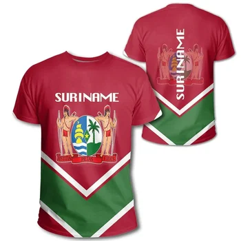 Тениска с флага Суринама, мъжки и дамски блузи, Лятна тениска, градинска риза в стил Харадзюку, Спортни и Ежедневни тениска с къс ръкав