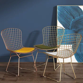 Трапезни Столове Златна Куха Стол С Възглавница на Метална Рамка Ергономични Столове Луксозно Модерно Кресло за отдих Невероятен Творчески Мебели За дома
