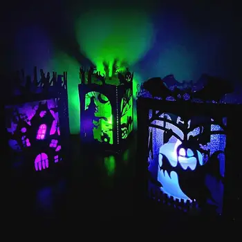 Украса от хартиени фенери на Хелоуин, на Хартиен фенер за Хелоуин, лека нощ, Декоративна Зловеща Тиква, Хартиена лампа, Украшающий светодиод