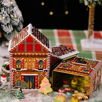 Форма у Дома Коледна кутия За сладки И Бисквити Бебешки Бисквити Шоколадови Бонбони Подарък Кутия Голям Капацитет Коледна Лидице скоростна Anniversaire