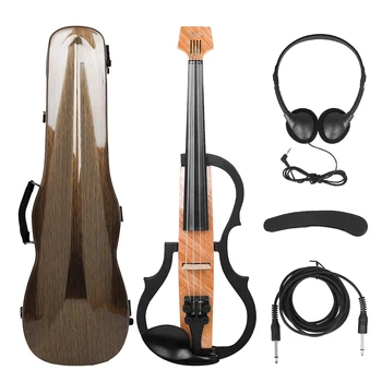 Цигулка Pl 4/4 От въглеродни влакна, Електрическа Цигулка с смычком, калъф за носене, Стойка за рамото, кабел за слушалки, резервни Части и аксесоари за цигулка