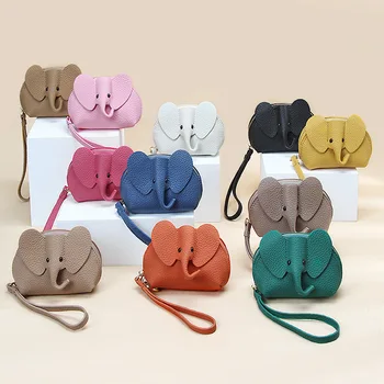 Японски творчески малки портфейли за ключове, червило, кожени сладки портмоне, портфейл, в кожен стил, чанта за монети, чанта с окачване за ръце с цип