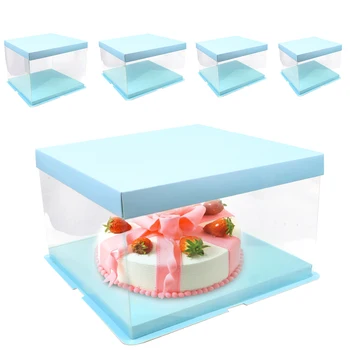 Бистра квадратна кутия за торта Прозрачна подарък кутия за кифли Кутия за домашни бонбони, Кутия за торта 1бр 6/8/10 инча Сватбена торта