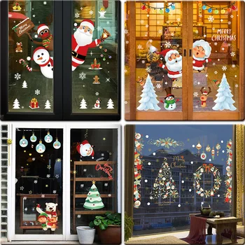 Коледни стикери За стени и прозорци Сватбени Коледна украса за дома 2023 Коледен орнамент Навидад Подарък 2024 честита Нова година