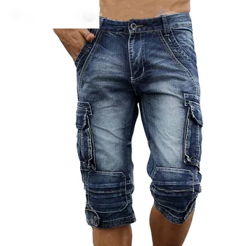 Мъжки дънкови къси панталони-карго ABOORUN размер Плюс 40, Свободни Къси дънки за скейтборд за мъже