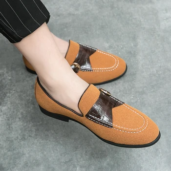 Обувки Doudou/ Мъжки бизнес Дишаща корейската версия на универсалната матов Ежедневните светски малки кожени обувки без закопчалка